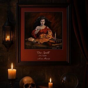 Fantasy Art Print Sorceress Cat Tarot Ann Marie ‘The Spell’ ‘86 Signed #211/2000